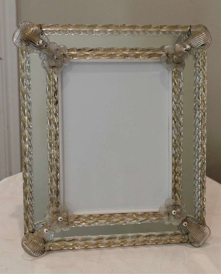 Exceptional Large Murano Venetian Glass Picture Frame