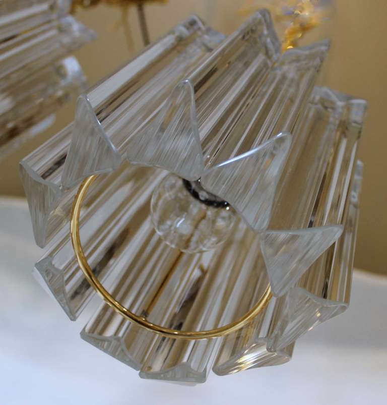 Pair of Venini Italian Triedi Crystal Pendants 4
