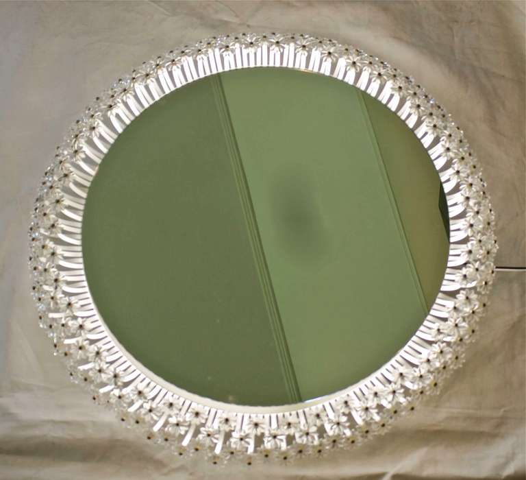 Round Emil Stejnar Illuminated Backlit Flower Wall Mirror