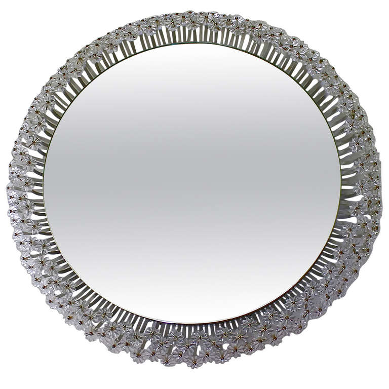 Metal Flower Mirror Ideas Round Emil Stejnar Illuminated Backlit Flower Wall Mirror At 1stdibs