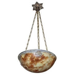 French Amber Alabaster Pendant or Chandelier 5