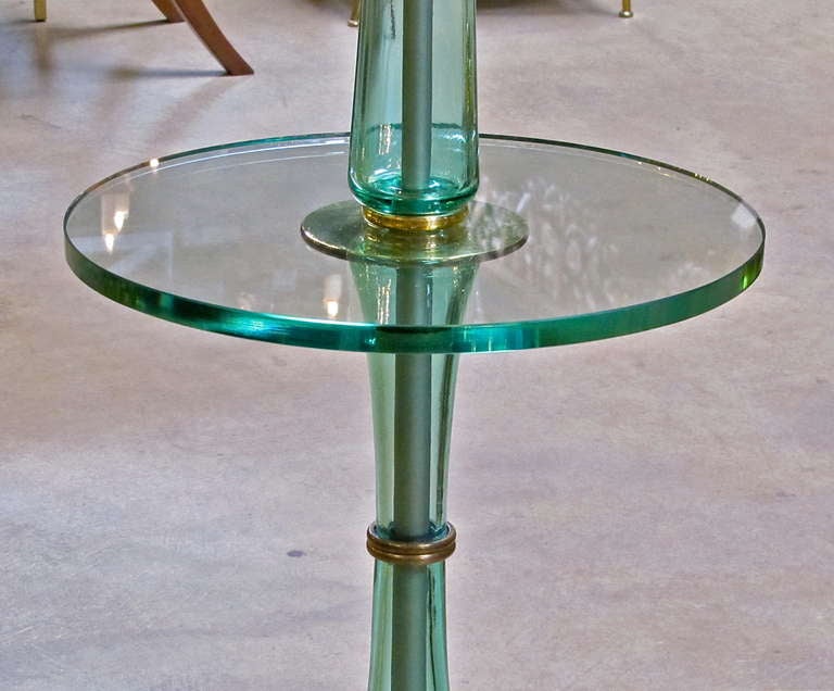 Rare Monumental Pair of Marbro Glass Floor Lamp Tables 1