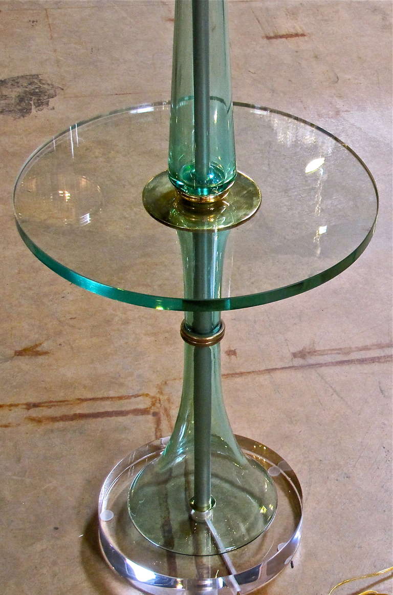 Rare Monumental Pair of Marbro Glass Floor Lamp Tables 3