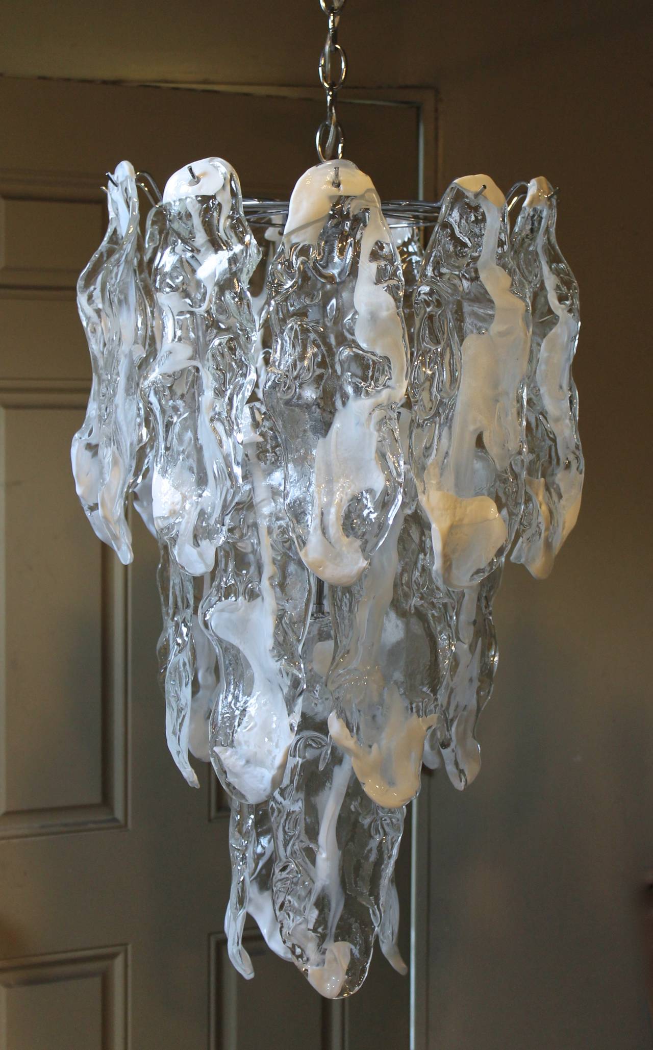 Murano Textured Glass Chandelier by Mazzega 5