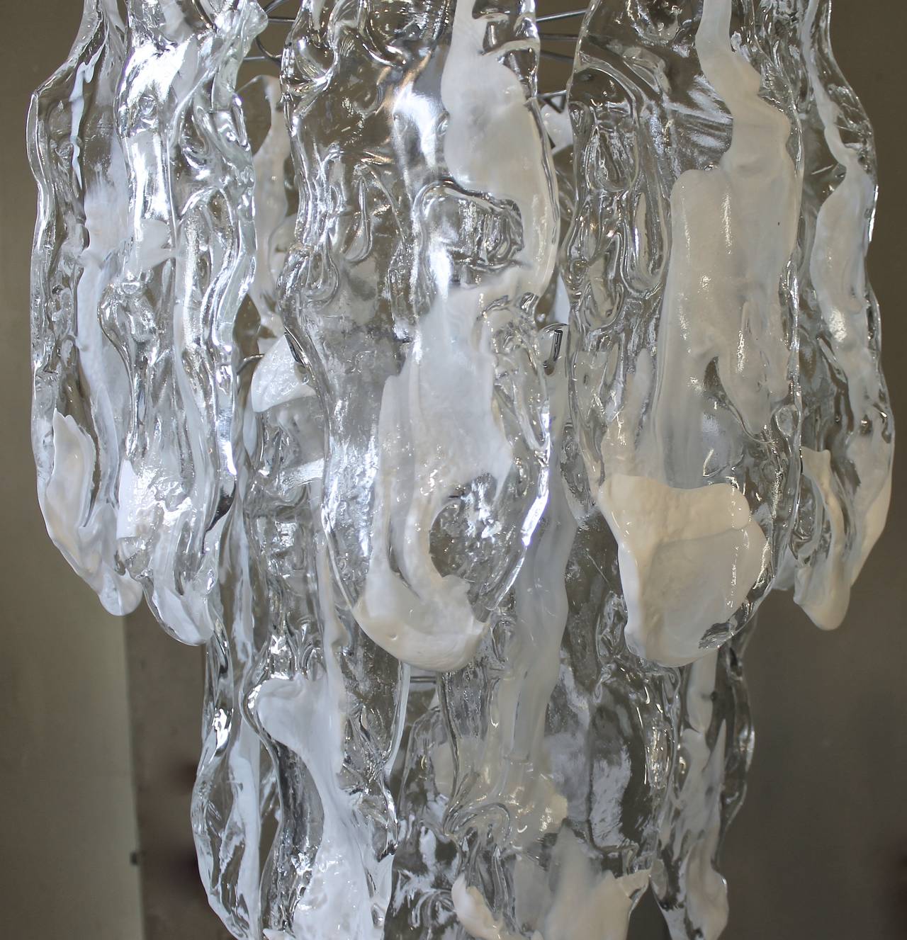 Murano Textured Glass Chandelier by Mazzega 2