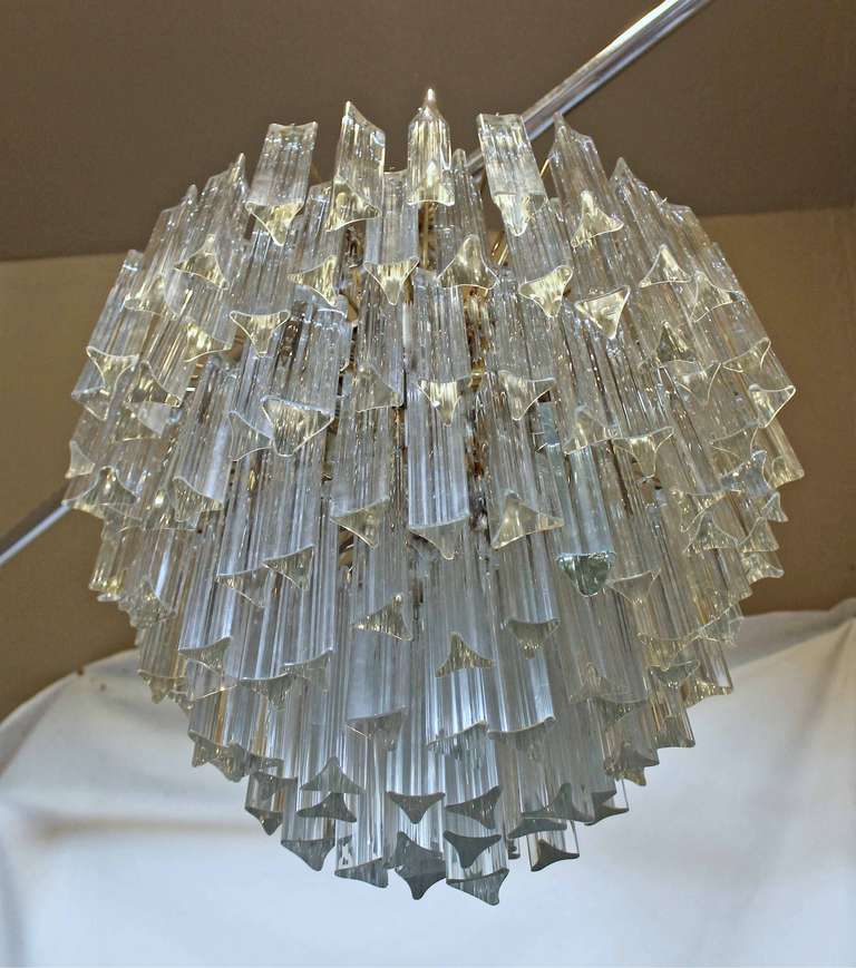 Venini Italian Triedi Crystal Prism Chandelier In Excellent Condition In Palm Springs, CA
