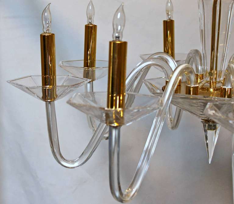20th Century Italian Crystal Brass Eight Arm Chandelier
