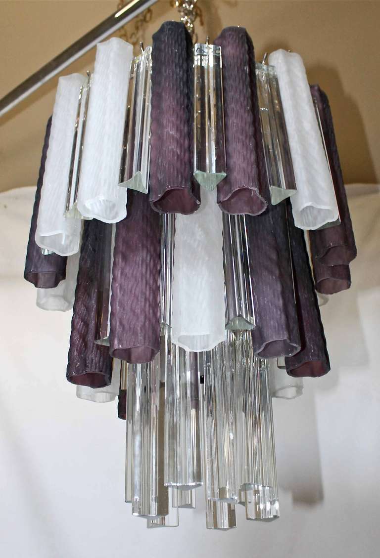 Murano Italian Purple White Venini Crystal Combination Chandelier 1