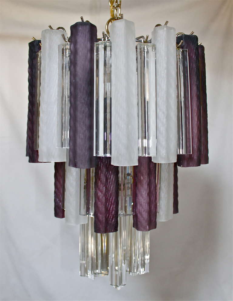 Murano Italian Purple White Venini Crystal Combination Chandelier 5