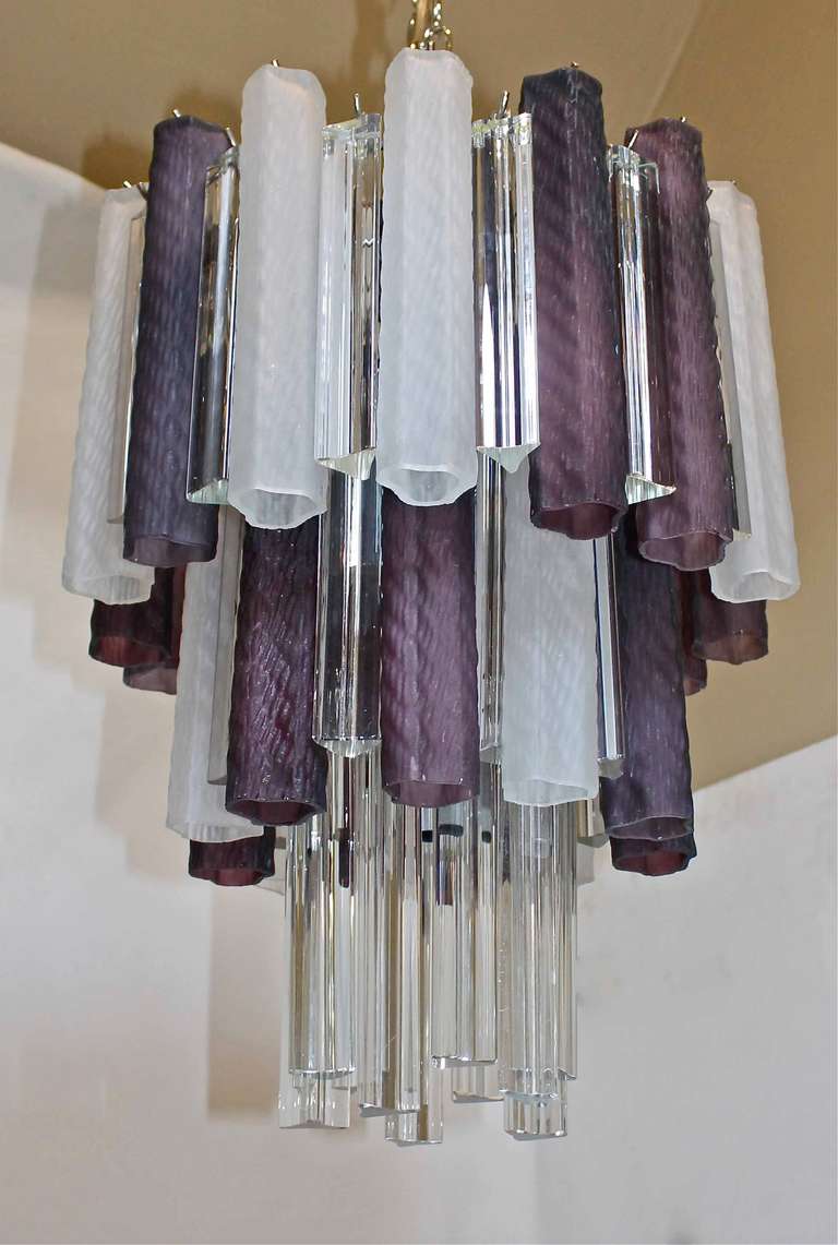 Murano Italian Purple White Venini Crystal Combination Chandelier 4