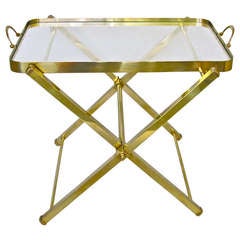 Italian Brass Serving Tray Side End Table