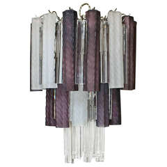 Murano Italian Purple White Venini Crystal Combination Chandelier