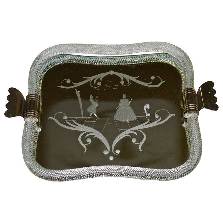 Murano Twisted Glass Rope Mirrored Vanity Tray at 1stDibs