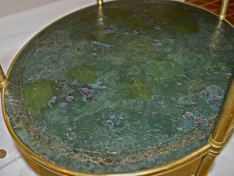 Pair of Regency Brass and Tooled Leather Side Tables 4