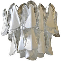 Mazzega Murano Clear White Petal Chandelier 6