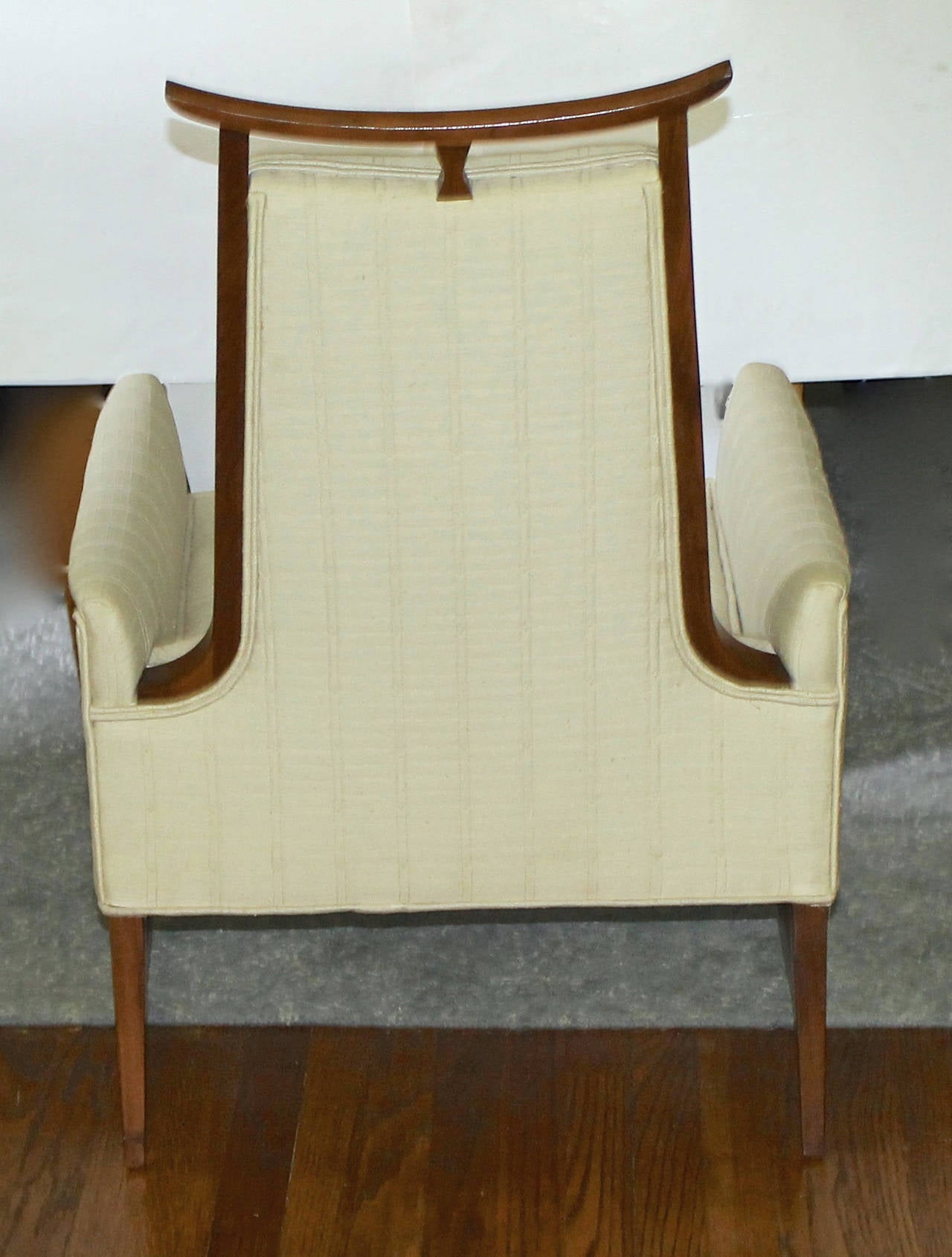 Mid-20th Century Rare James Mont Style Asian Inspired Walnut Lounge Chairs