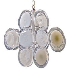Vistosi Murano Clear White Disc Chandelier