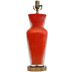 Murano Orange and Gold Glass Table Lamp