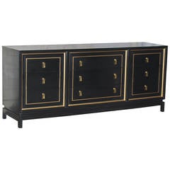 American of Martinsville Black Lacquered Dresser