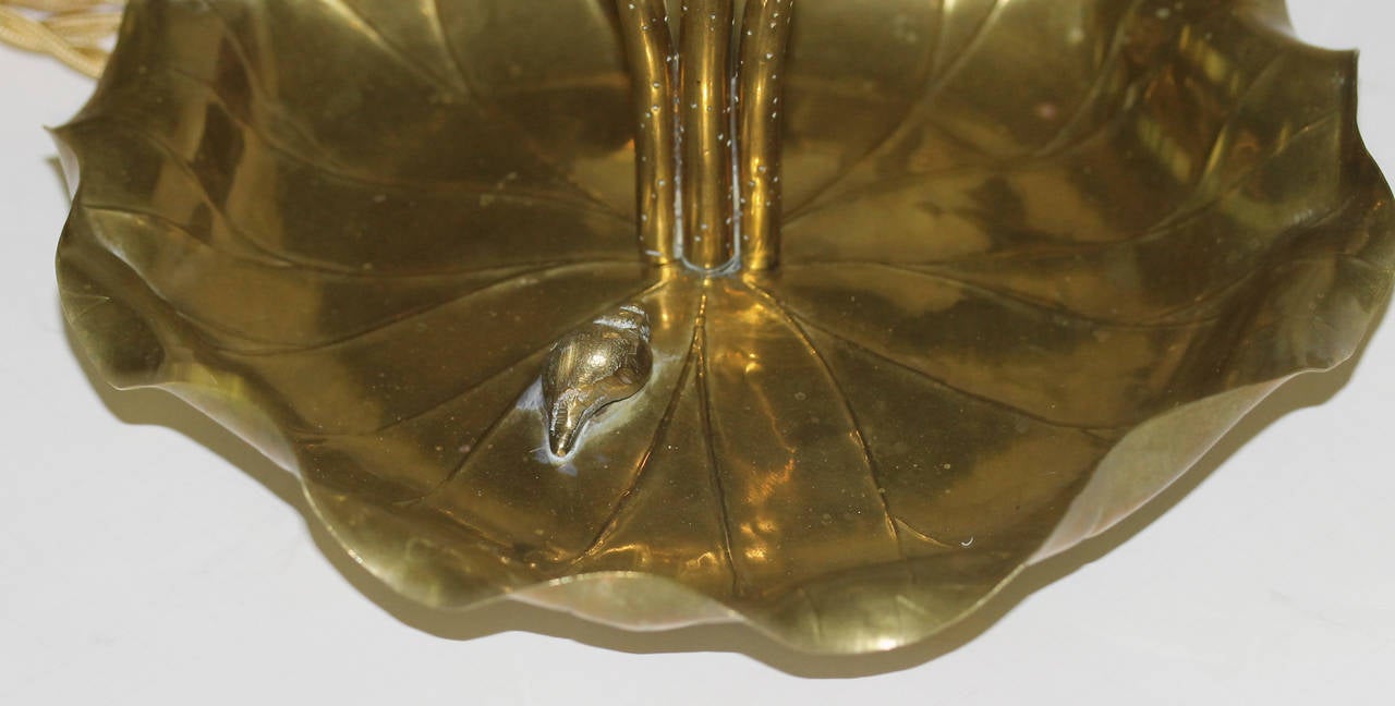Mid-20th Century Brass Lotus Blossom Table Lamp