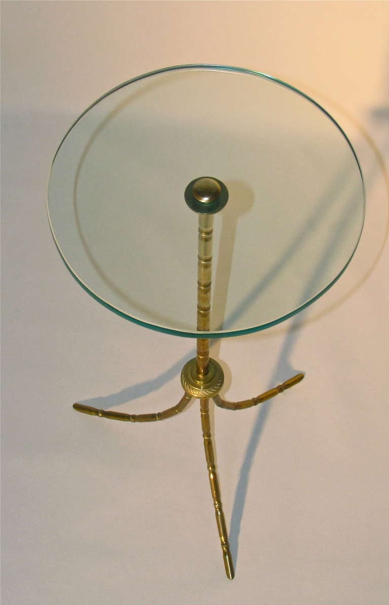 Mid-20th Century French Faux Bamboo Bronze Side End Table
