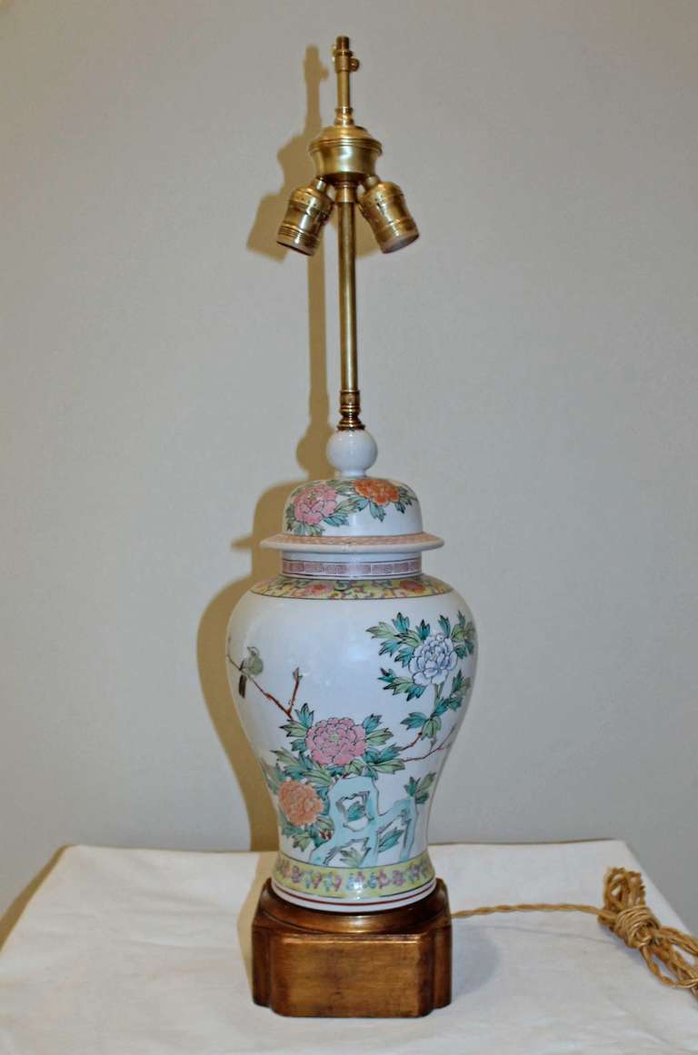 Asian, Hand-Painted Porcelain Table Lamp 4