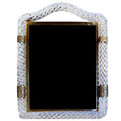 Murano Glass Rope Brass Picture Frame in the Manner of Venini