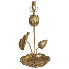 Vintage Brass Lotus Blossom Table Lamp