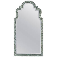Vintage Queen Anne Style Antiqued Wall Mirror