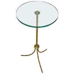 French Faux Bamboo Bronze Side End Table