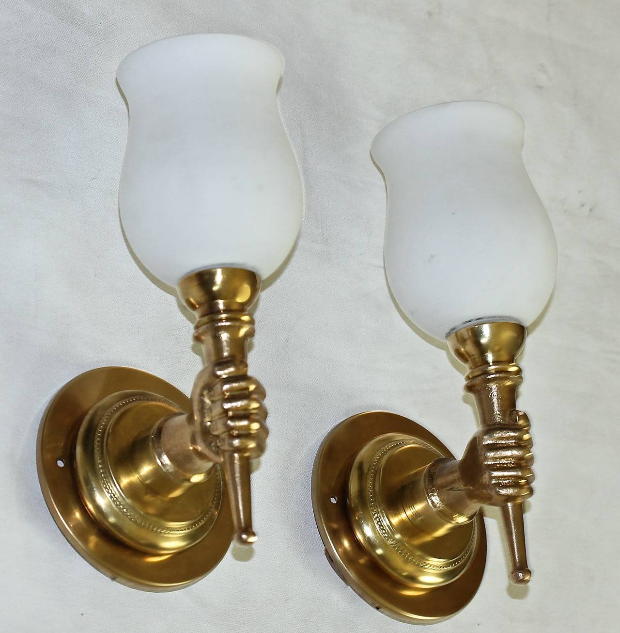 John Devoluy Hand Torch Bronze Wall Sconces 3
