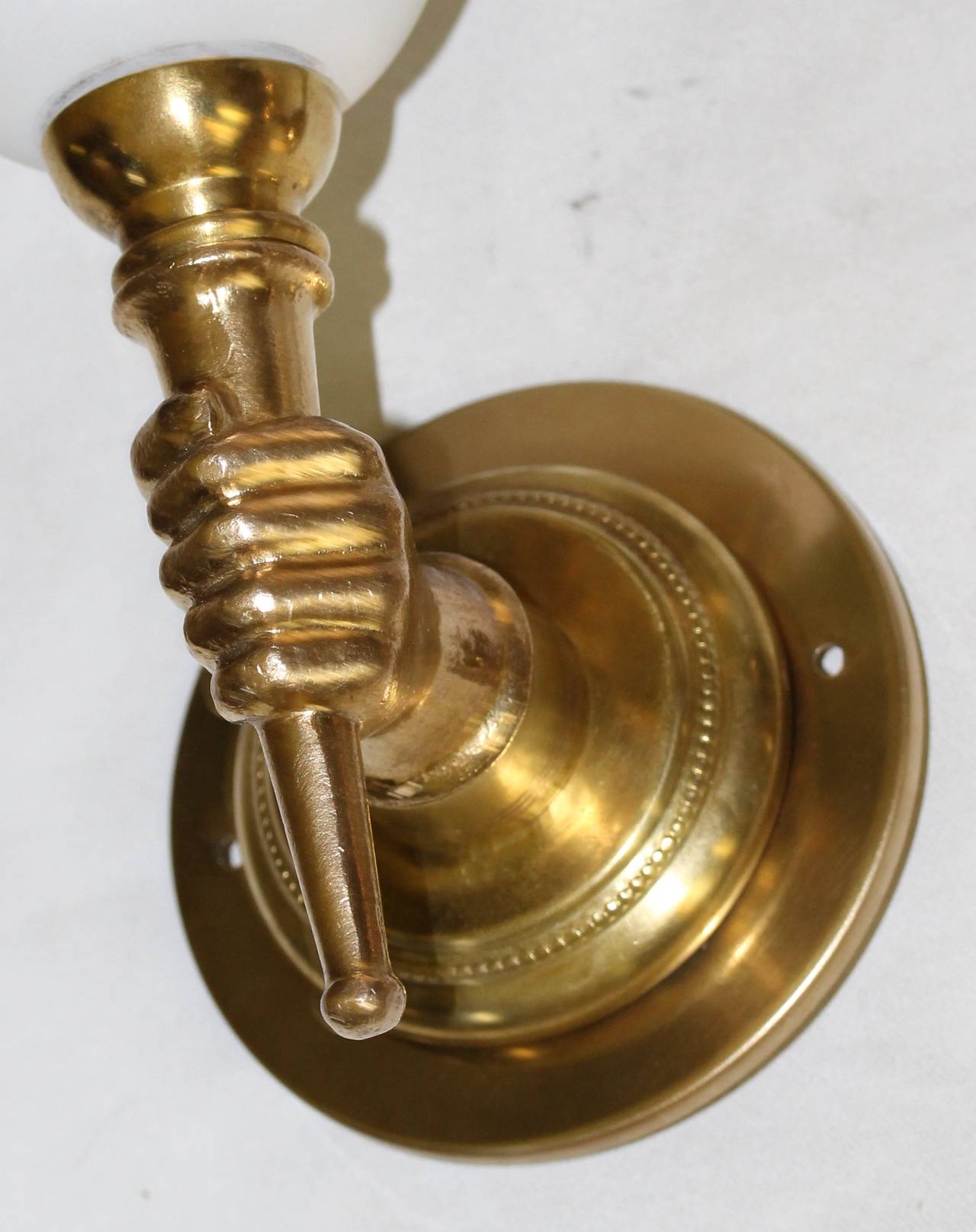 John Devoluy Hand Torch Bronze Wall Sconces 2