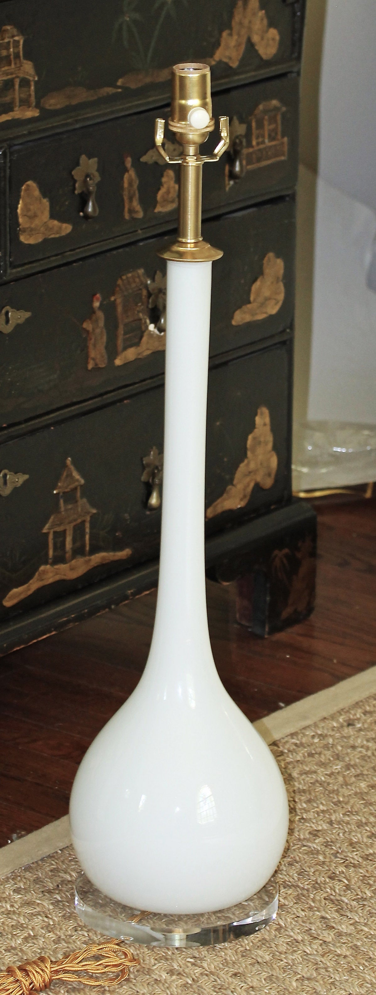 Tall Murano Italian White Glass Table Lamp 3