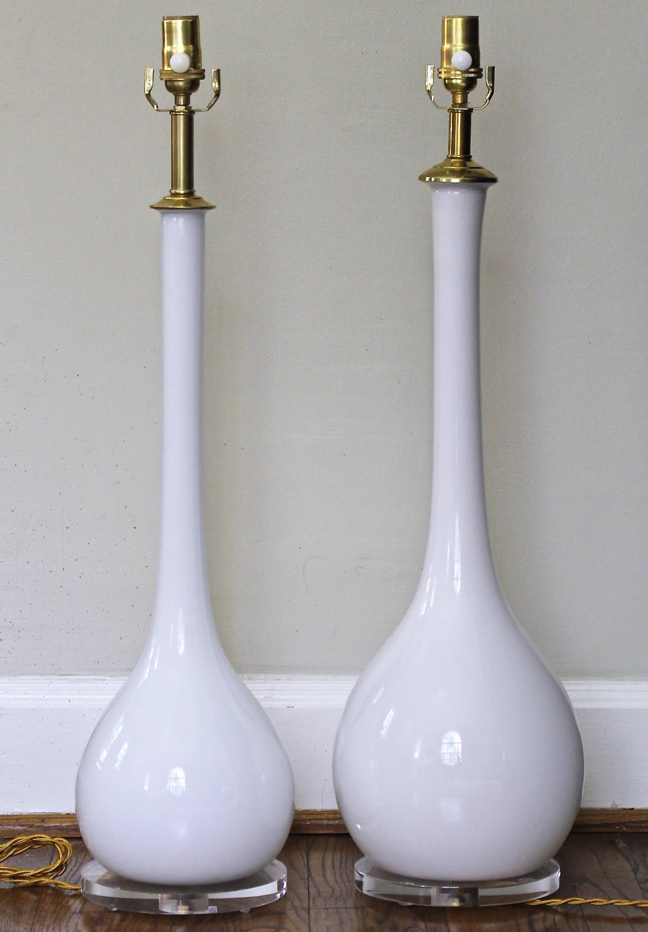 Tall Murano Italian White Glass Table Lamp 5