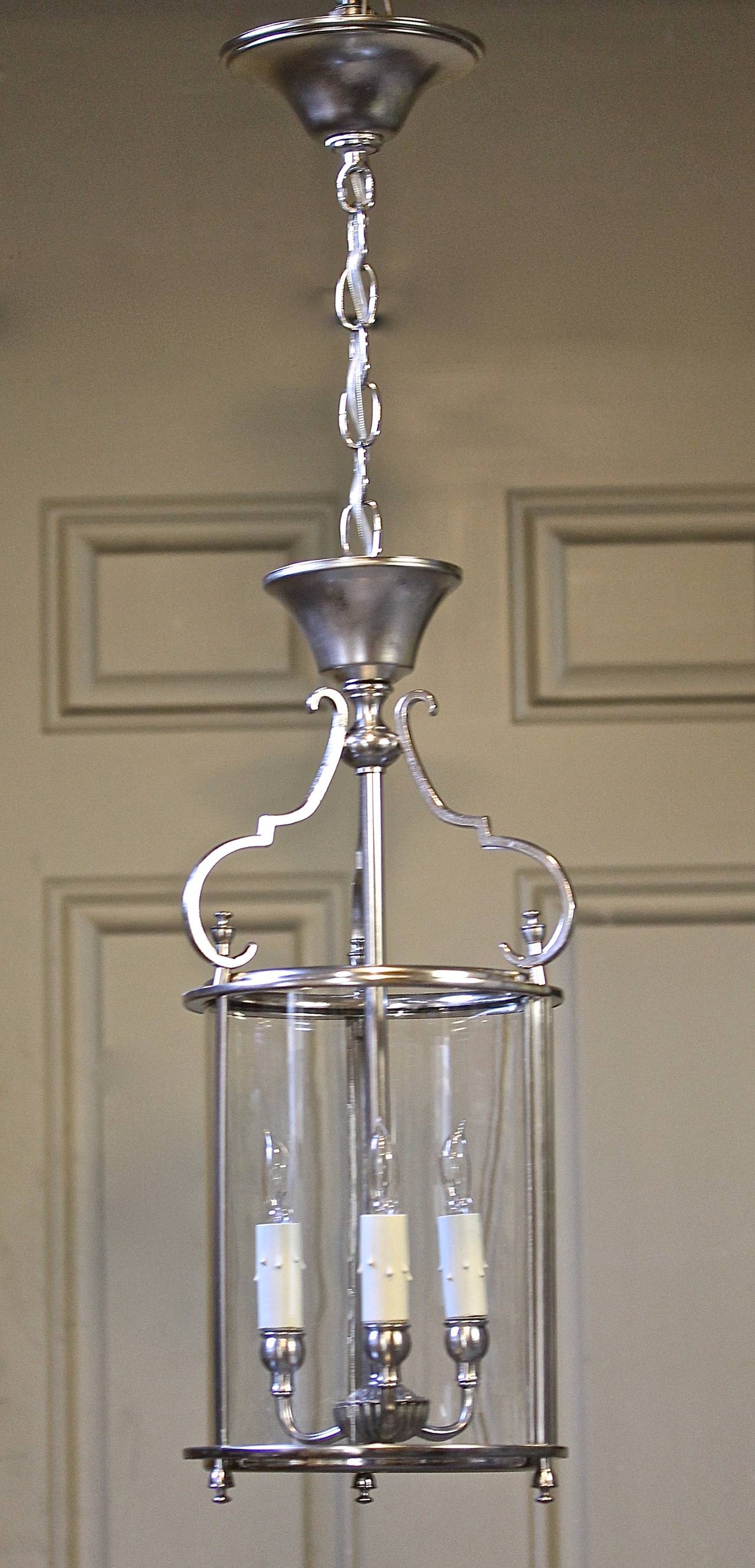 Italian Neoclassic Silver Plate Hall Lantern Pendant Light 2