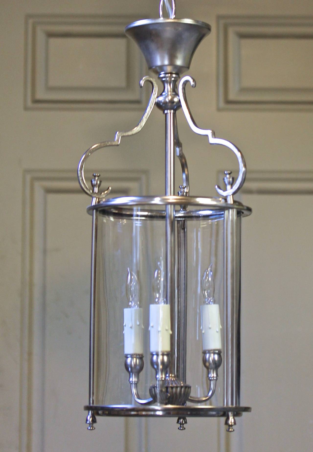 Italian Neoclassic Silver Plate Hall Lantern Pendant Light 4