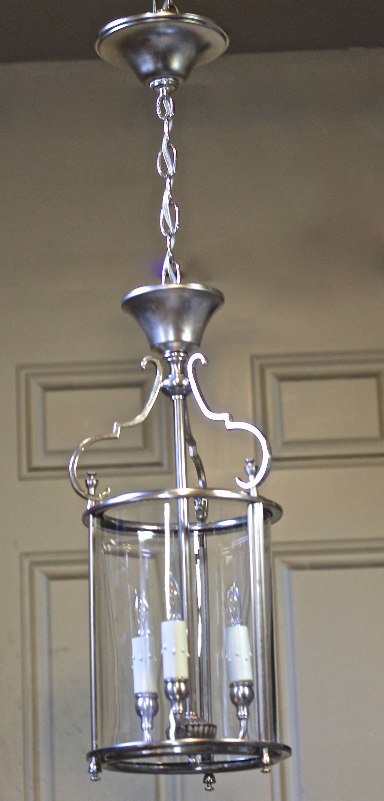 Italian Neoclassic Silver Plate Hall Lantern Pendant Light 6