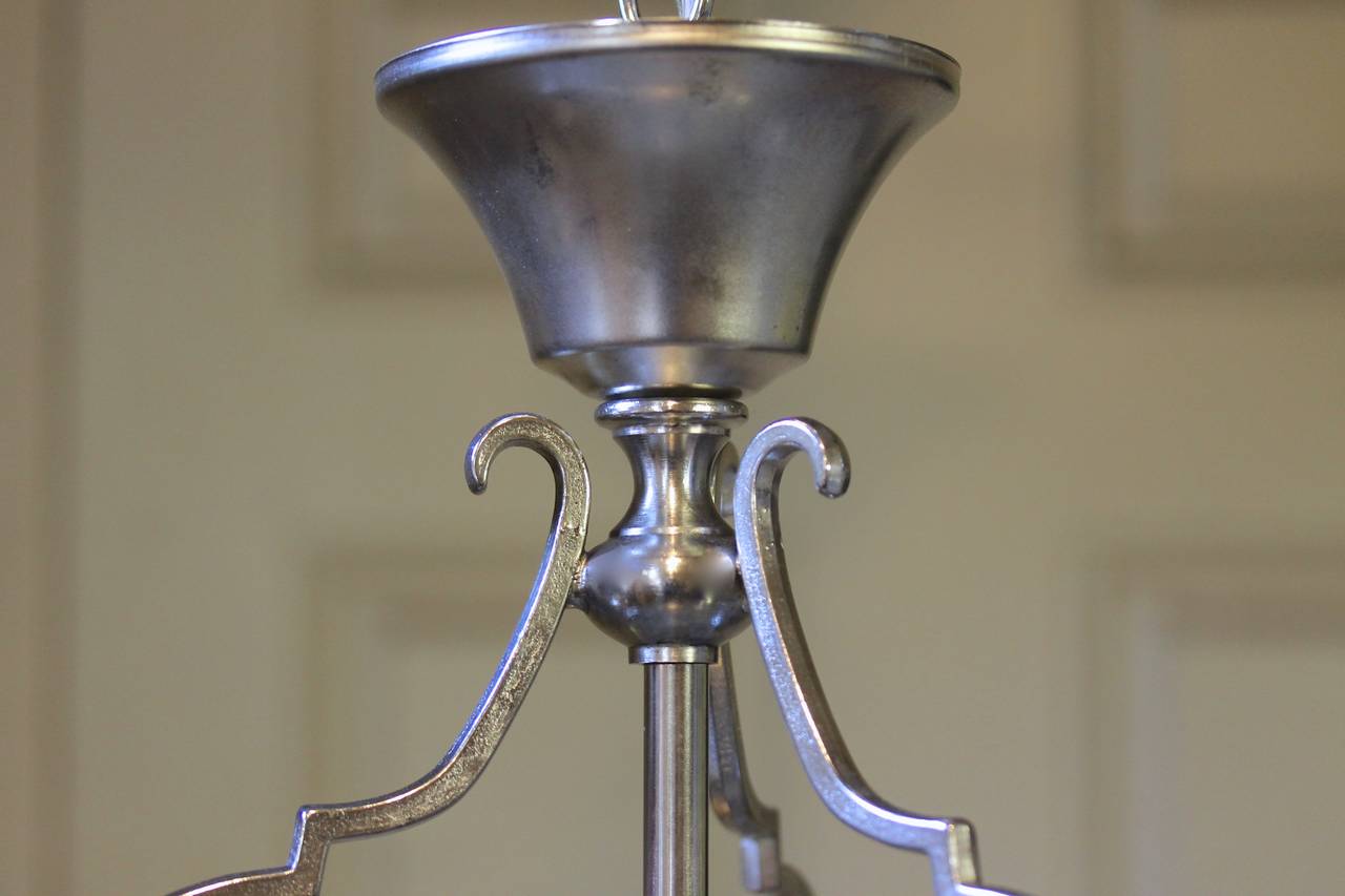 Italian Neoclassic Silver Plate Hall Lantern Pendant Light 3