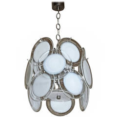 Vistosi Murano Clear White Disc Chandelier