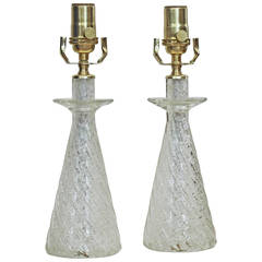 Vintage Pair Diminutive Murano Mantle Lamps