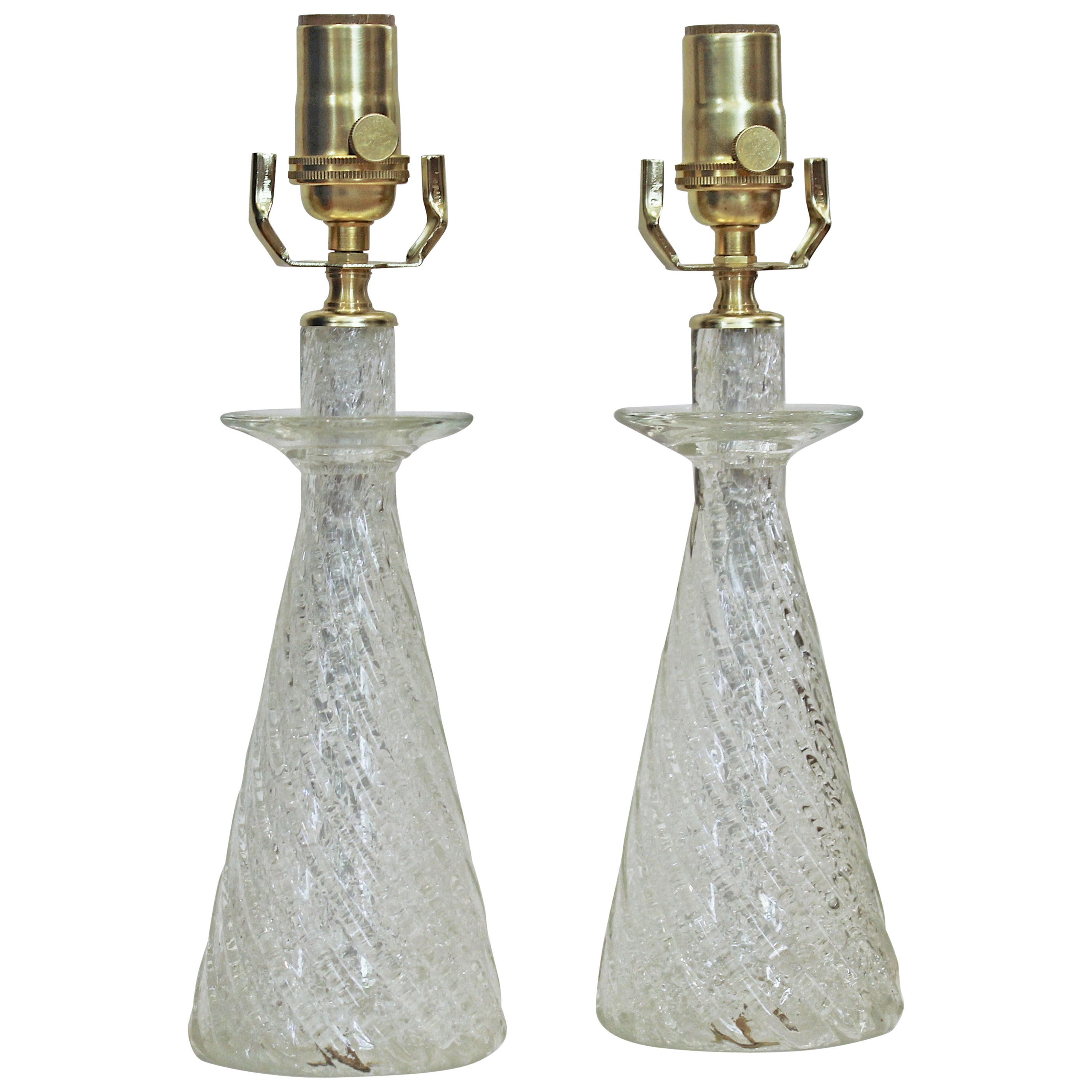 Pair Diminutive Murano Mantle Lamps