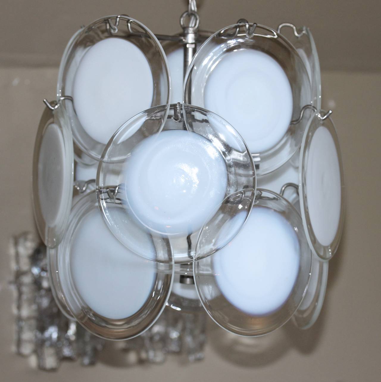 Vistosi Murano Clear White Disc Chandelier 1