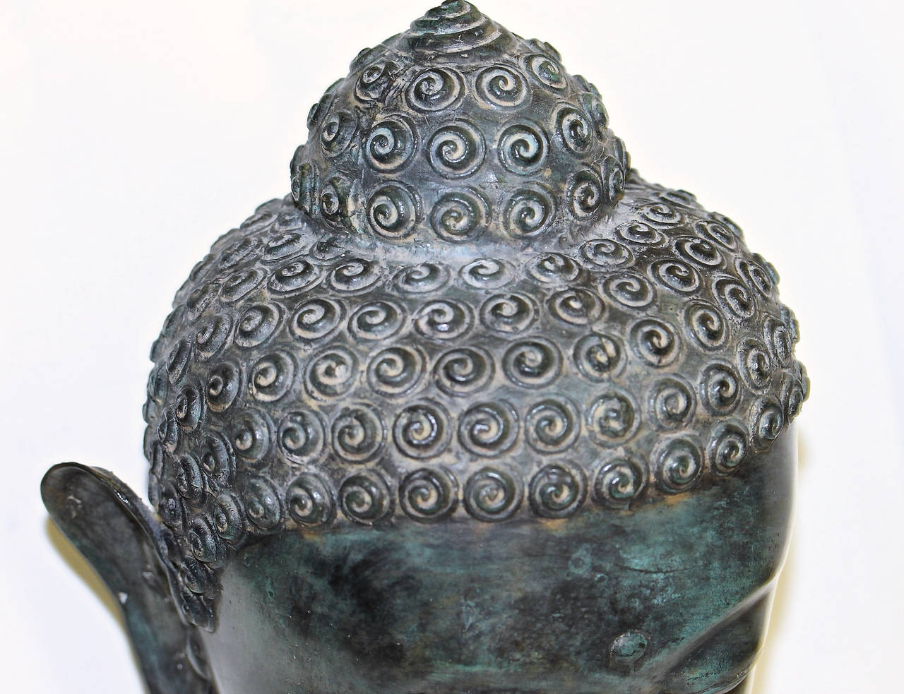 Burmese Patinated Bronze Buddha Bust or Head 2