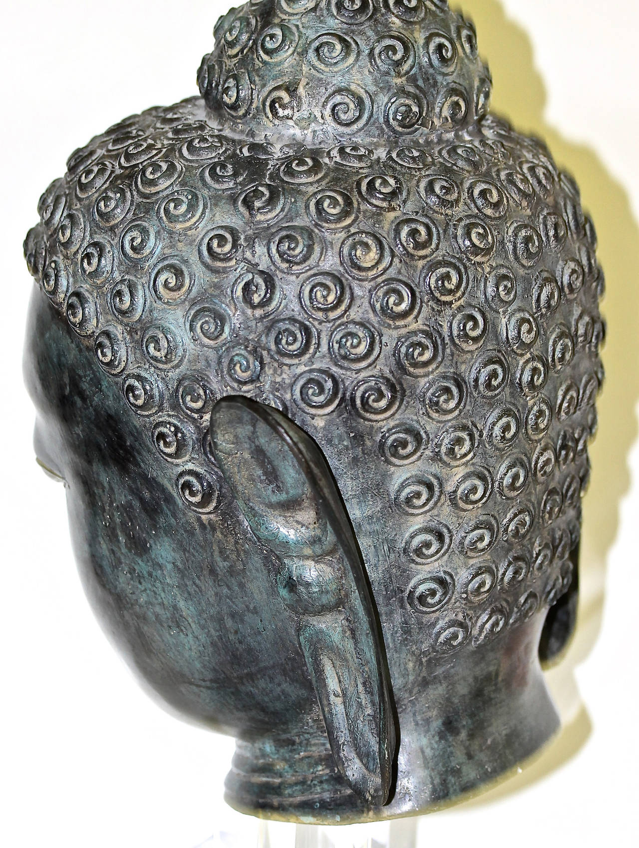 Burmese Patinated Bronze Buddha Bust or Head 4