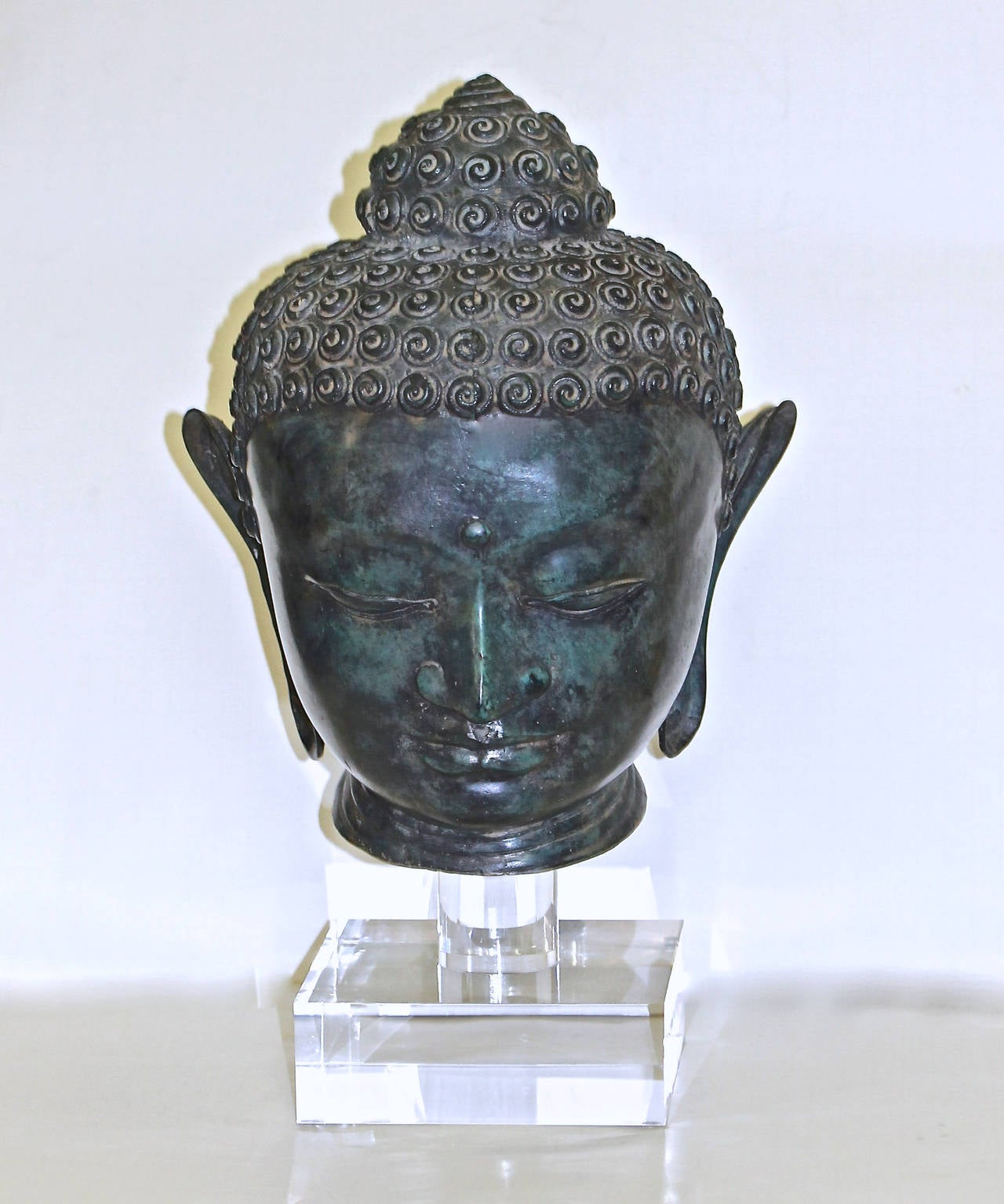 Burmese Patinated Bronze Buddha Bust or Head 5