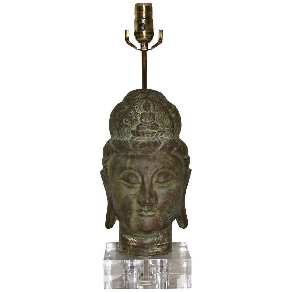 Bronze Quan Yin Table Lamp