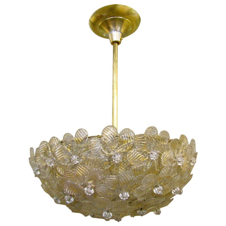 Barovier Murano Glass Floral Light Ceiling Pendant at 1stdibs