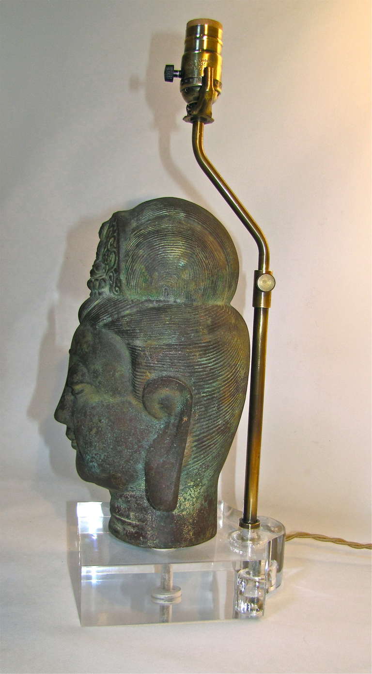 Mid-20th Century Bronze Quan Yin Table Lamp