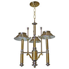 Lightolier Bouillotte Chandelier in Polished Brass and Nickel