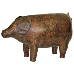 Omersa Leather Animal Pig Footstool for Abercrombie & Fitch
